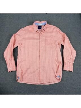 Tommy Bahama Mens XL Linen & Cotton Blend Long Sleeve Button Up Shirt Coral